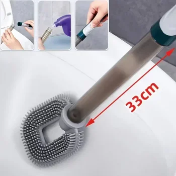 Scopino per WC con erogazione di sapone con supporto Spazzola per pulizia con manico lungo in silicone TPR Scopino per WC Accessori per il bagno 1