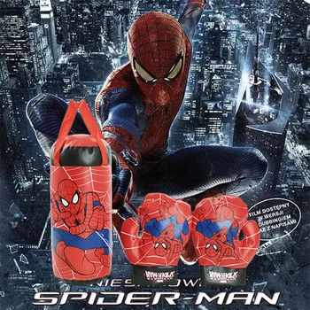 Spider Man Children'S Mini Boxing Set Glove+Bag Anime Cartoon Cute Sports Toy Physical Training Boy Girl Birthday X-Mas Gift Kid