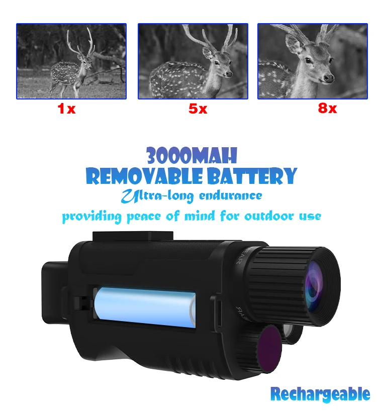 Monocular Night Vision Device 4K UHD Infrared Camera 8X Digital Light Zoom Hunti