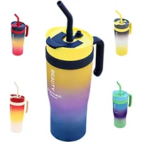 Gradient Water Cup with Handle Straw Bottle Leakproof Portable Travel Mug Iced Coffee Cup Travel Mug Car Cup Holder 1