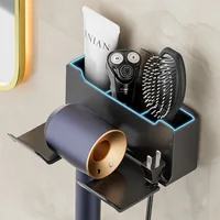 Bathroom Hair Dryer Storage Organizer Comb Rack Holder Wall Mounted Stand Storage Bracket Washroom Organization Shelves ﻿ 2