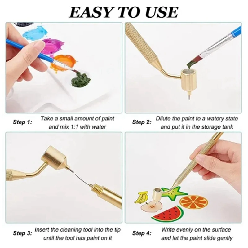 Paint Pen Art Pens 0.3Mm Slanting Fine Line Painting Pen Fluid Writer Pen Aluminum Fineliners Paint Sketch Portable Drawing Tools Easy Install