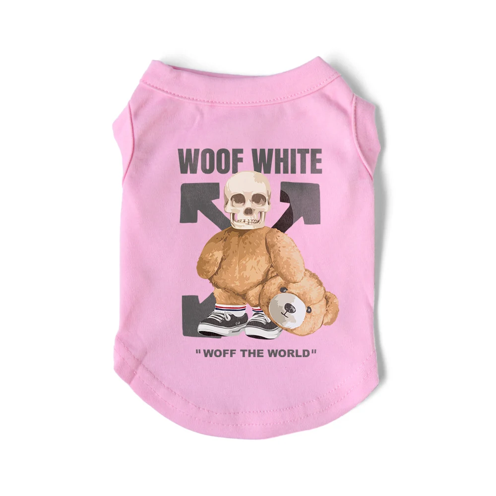 T-shirt pour chien imprimé Woof White Dog - Le vêtement parfait pour votre petit compagnon - 2025 - Vêtement et accessoires pour chiens - Doglovedesign