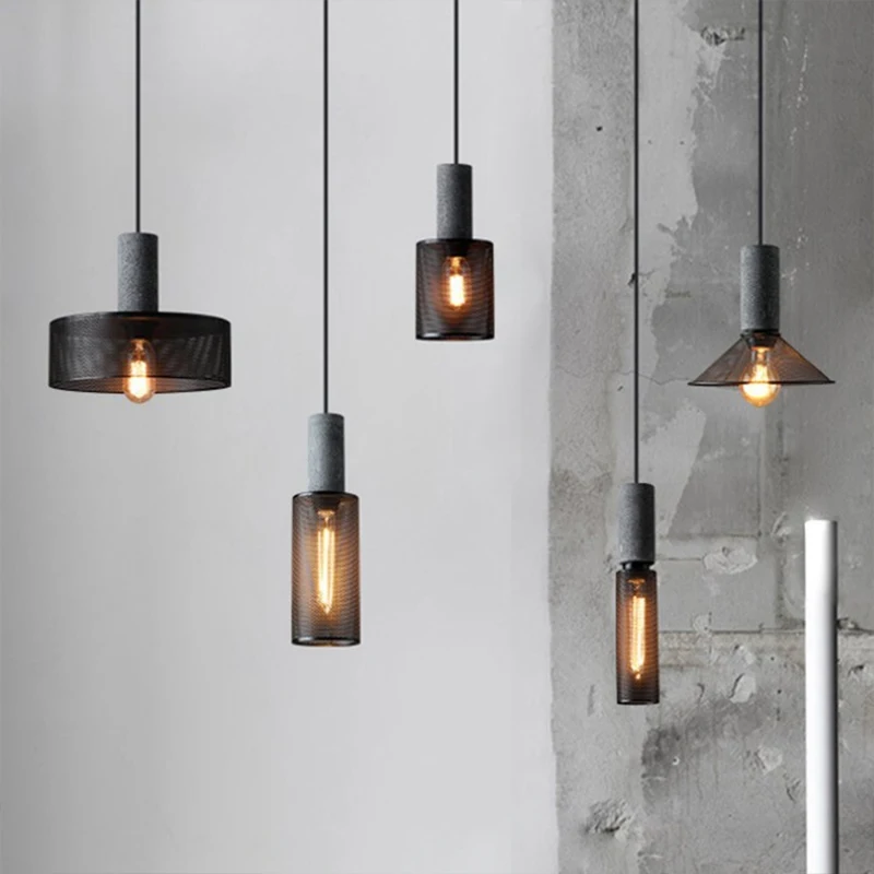 Retro LED Pendant Light Industrial 1/3/4Head Cement Decor Living Room Hanging Illuminations For Bedroom Bar Dining Room Fixtures