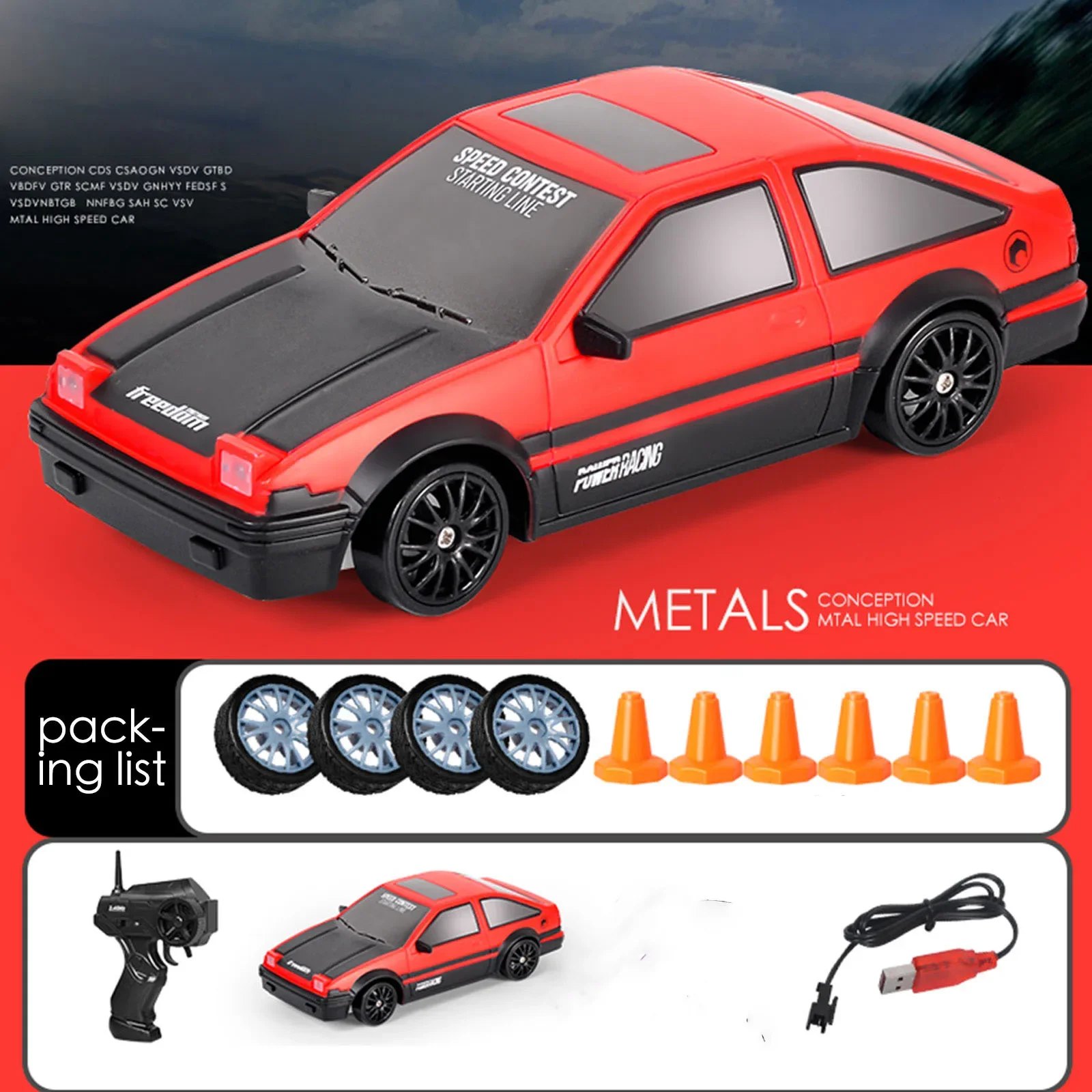 

2.4G Drift Rc Car 4WD RC Drift Car Toy Remote Control GTR Model AE86 Vehicle Racing Car Toy for Children Christmas Gifts