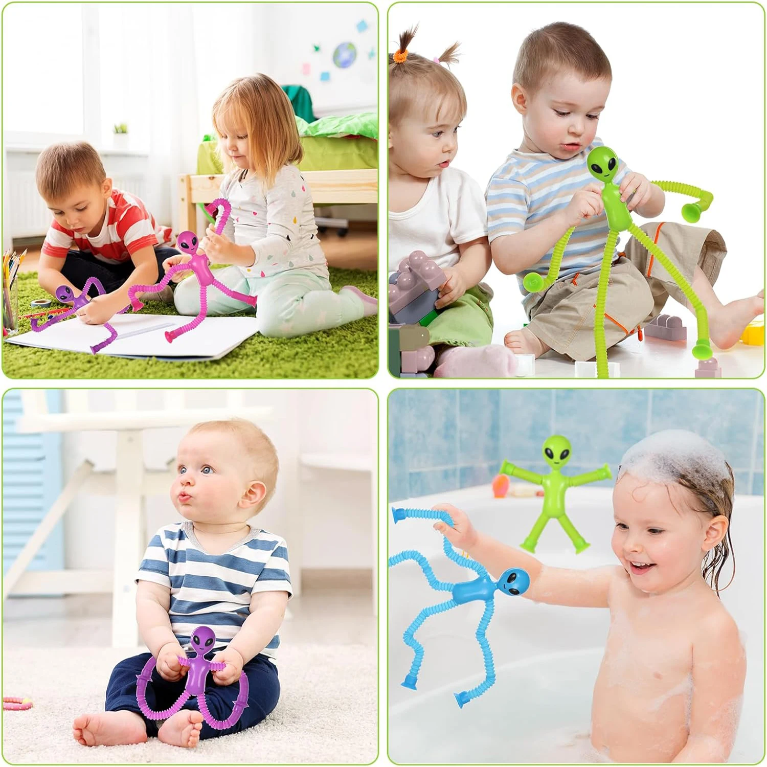 Cartoon suction cup telescopic tube, alien versatile shape stretching tube, parent-child interactive puzzle decompression toy 5