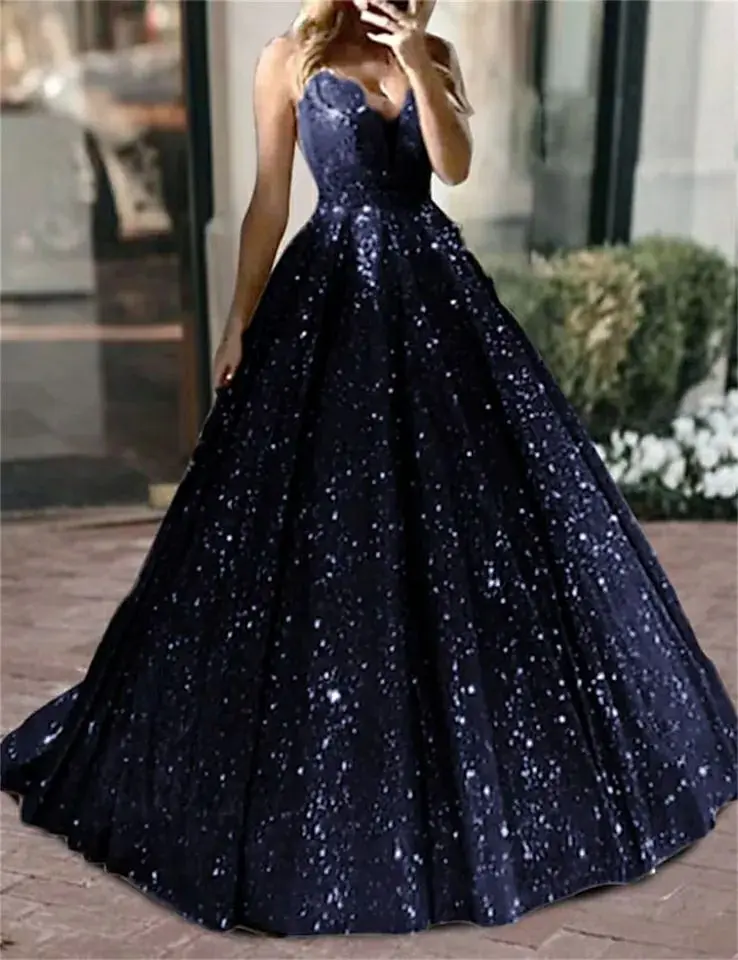 Robe De Bal Longue En Tulle Pailleté - Bretelles Spaghetti - Soirée élégante