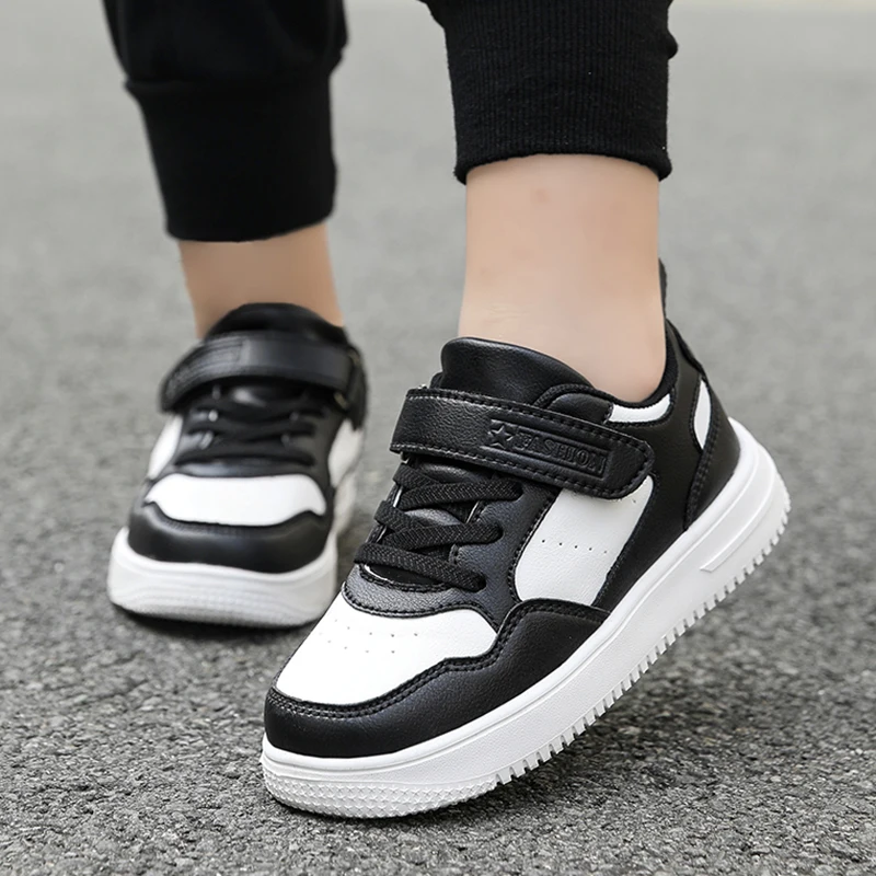 Boys Shoes Sneakers Leather Children Comfortable Flat Shoes Black White Shoes for Kids Girls School Walking Footwear Non Slip Best Sellers In Shoes