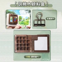 New Mini Watercolor Paint Set Portable Pocket Artist Travel Art Painting Kit with Clip and Water Brush Wooden 8/15 Grid Box Mini 3