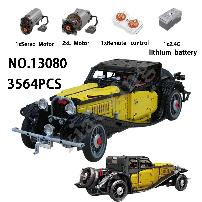 

New 13080 Vintage Vintage Classic Car Model Adult High Difficult Assembly Climbing 4WD Offroad Vehicle Building Block Toy Gift