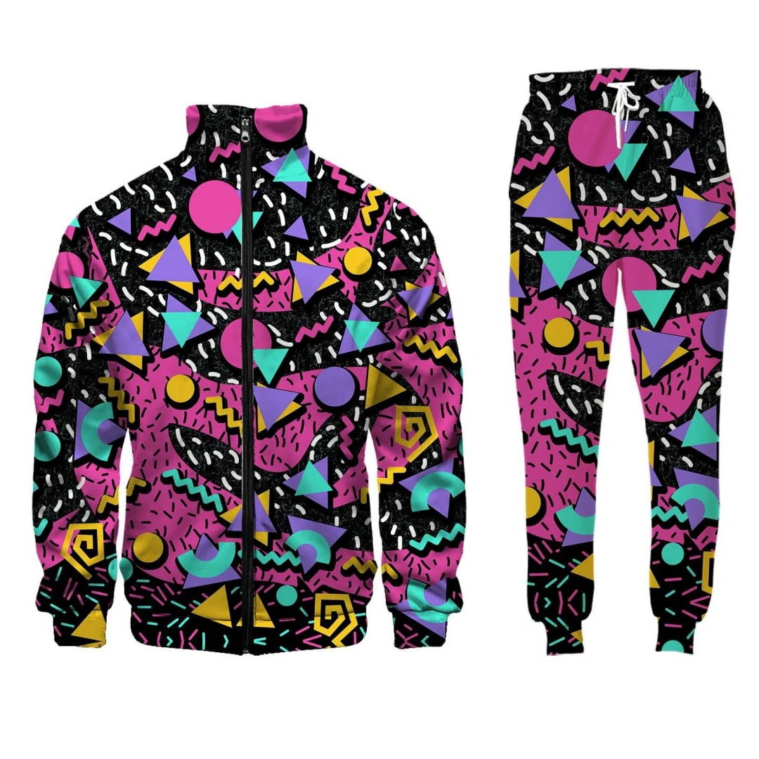 Fashion Retro 70s Disco Cosplay Suit Couple Training Tracksuit Long Sleeve Party Performance Costume Halloween Carnival Party sports suit sports set tracksuit set