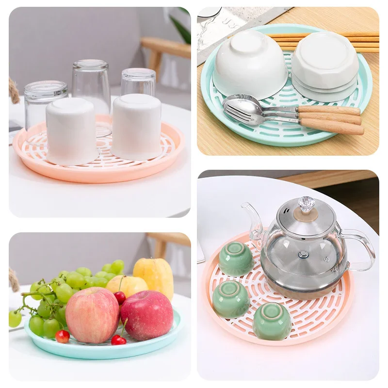 Multifunctional Drain Tray Simple Tea Tray Creative Double-layer Drain Shelf Hollow Fruit Drain Tray Household