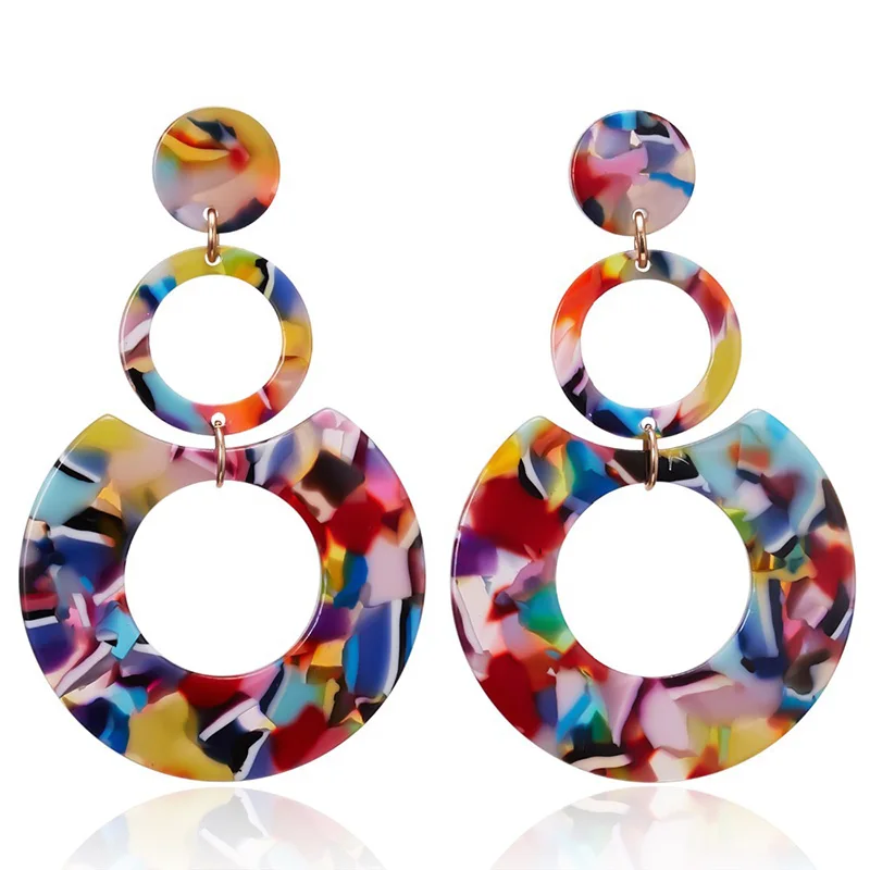 Acrylic clip on earrings long geometric square circle without piercing for Women ear clip earrings clip earrings ear clip ear accessories