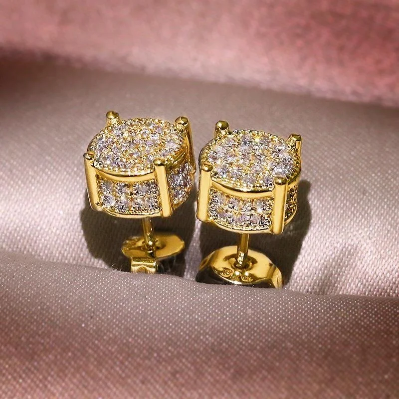 

Elegant 4-Prong Zircon Stud Earrings 14K Gold Plated Fine Jewelry For Women Girls 1Pair