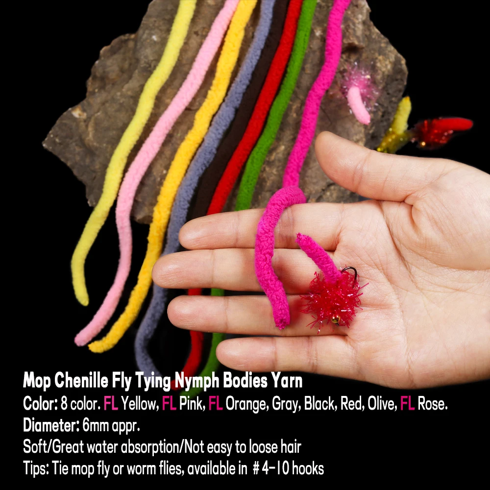 WIFREO Fluo Mop Flies Yarn Grub Tails Fly Tying Materials Dia