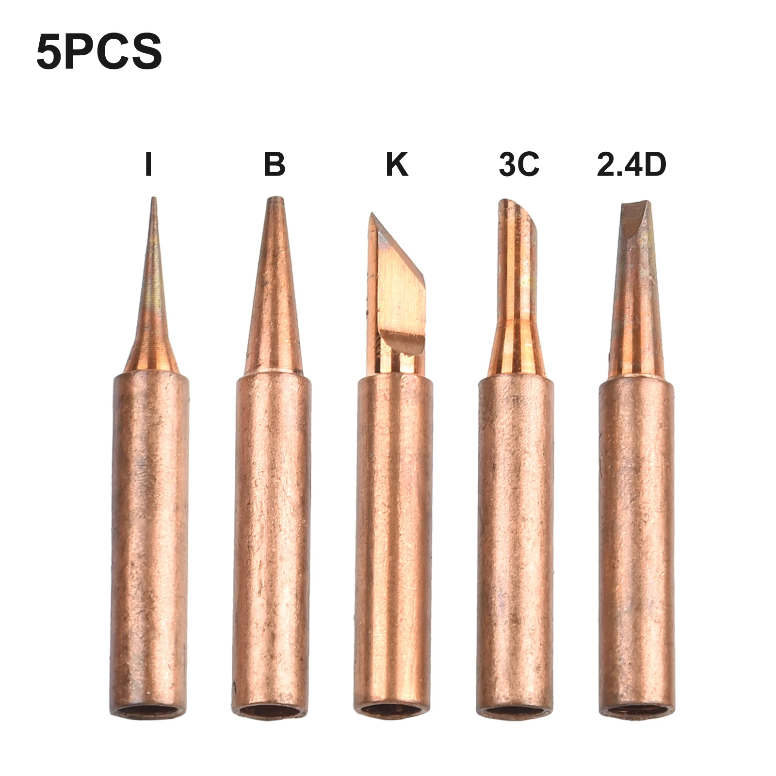 

5pcs Soldering Iron Tip Set Pure Copper 900M Soldering Iron Head I/B/K/3C/2.4D Type Electric Soldering Iron Welding Tools