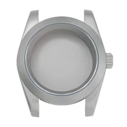 Matte Sandblasted Vintage Watch Case with Sapphire Crystal Glass - 39mm Waterproof Design for 39mm (Closed cover)