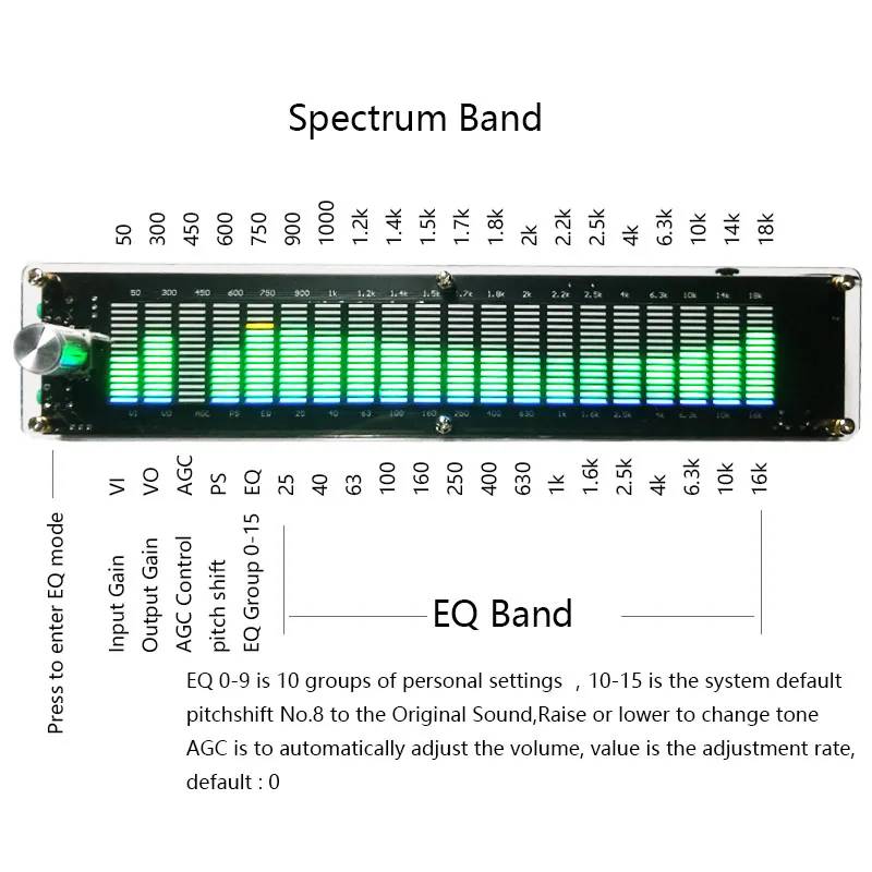 Equalizador DSP Multi-Mode, EQ Voice Pickup, Iluminação