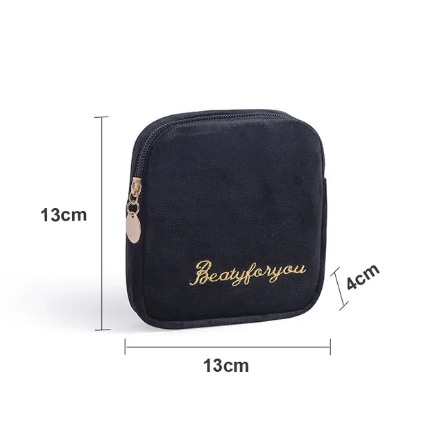 Sac De Rangement Pour Serviettes Hygiéniques - Taille 13x13x4cm, Imperméable, Avec Poche Intérieure - Bleu, Portable