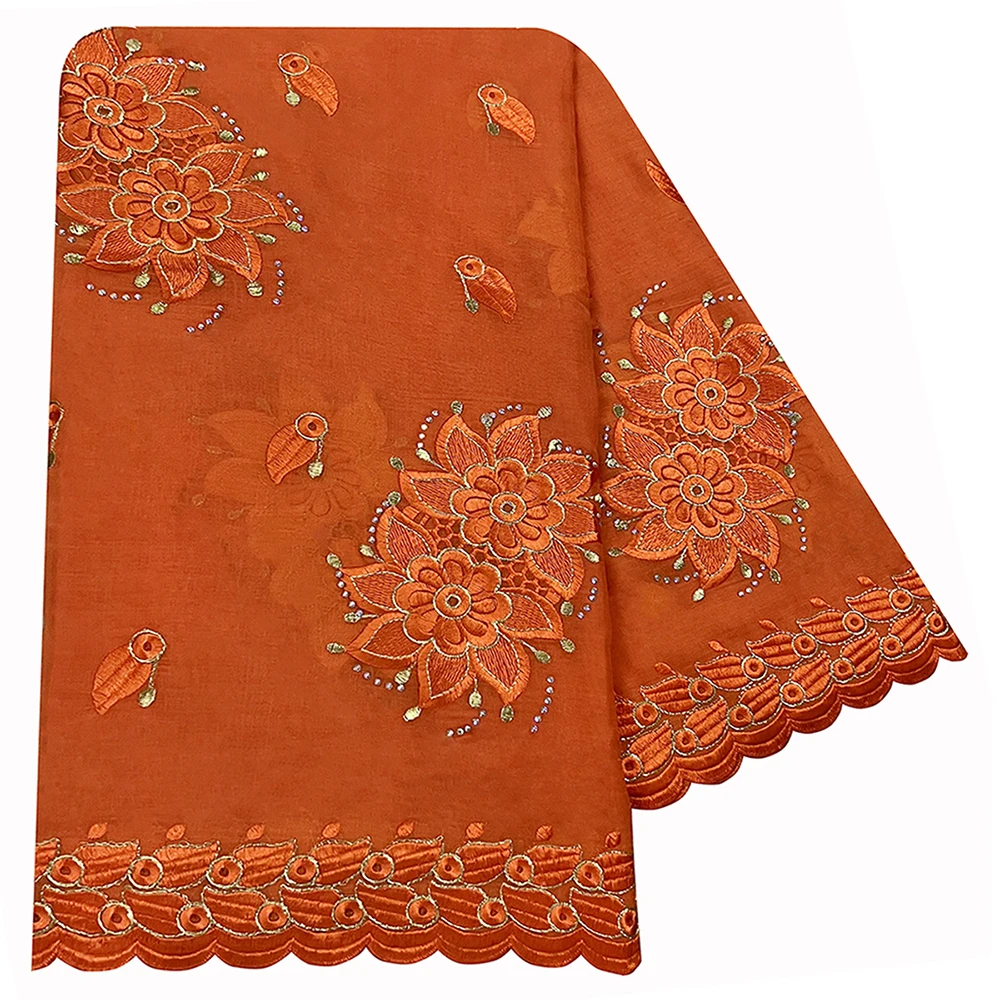 High Quality 100% Cotton Fabric Rayon Cotton Thread Eembroidered Scarf African Women Hijab Muslim Scarf Dubai Excellent Style