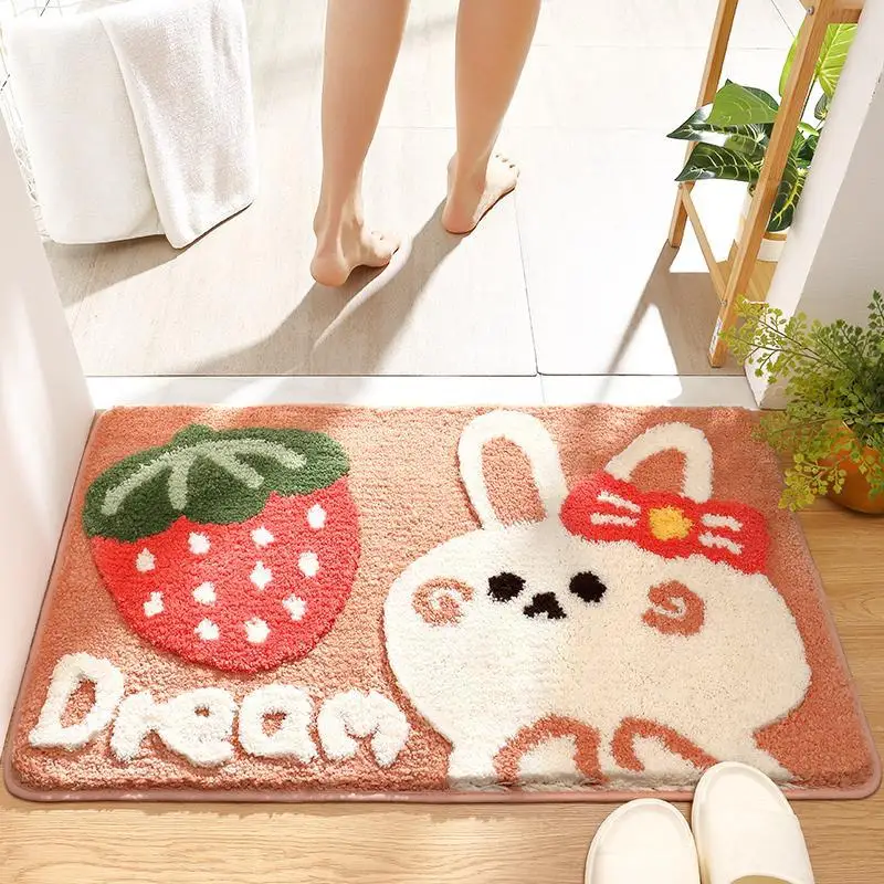 

Cute Soft Rug Faul Wool Furry Bathroom Mat Nordic Fluffy Carpet Bath Room Floor Absorbent Anti Slip Pad Bathmat Area Rug