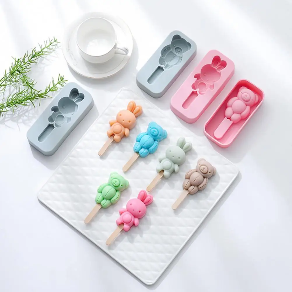 Popsicle Mold Soft Ice Cream Tray Cute Animal Shape Ice Lolly Mold