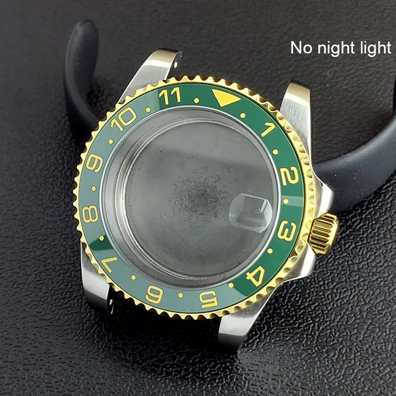 40MM Sapphire Glass GMT Bidirectional Rotation Watch Case with Accessories