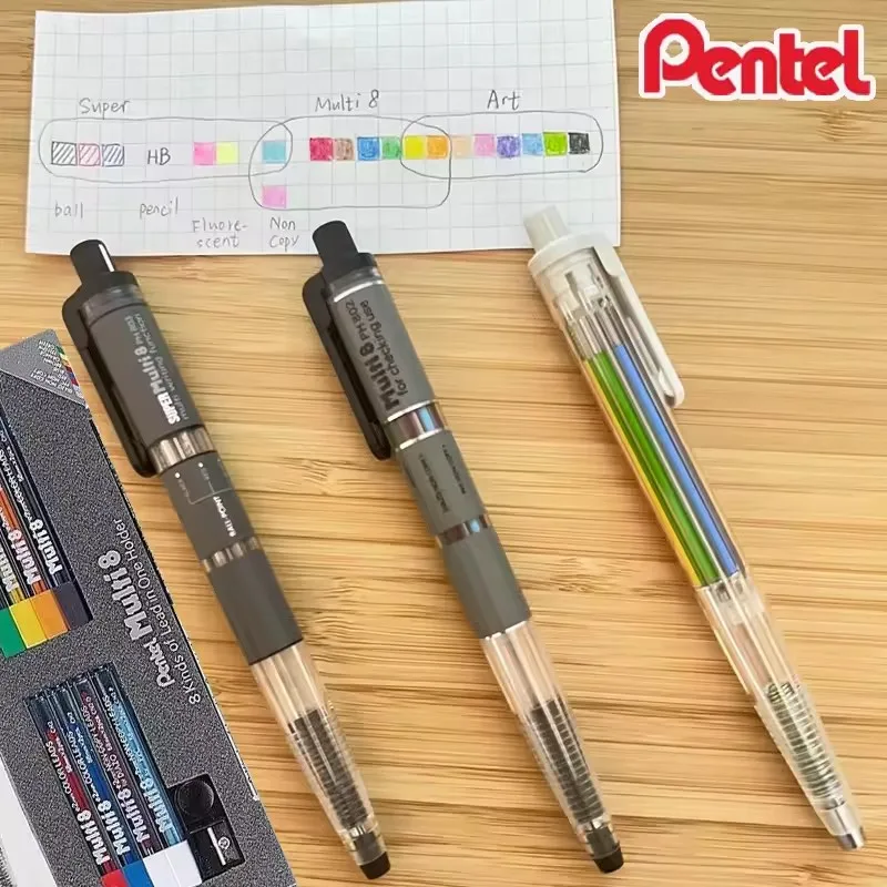 Pentel Multi 8 Matita Tecnica Multifunzione e Penna a Sfera, Mina Resistente e Affidabile per Disegnare, Scrivere, Creare, Premiata con il Japan Good Design Award