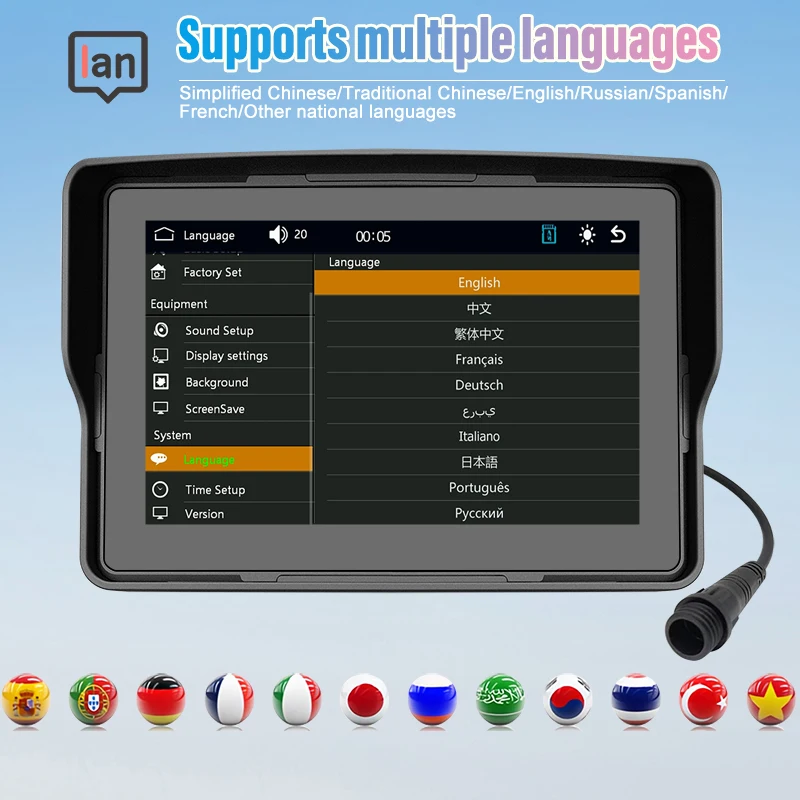 Portable 5 inch Motorcycle LCD Display Wireless Apple Carplay Android Auto Moto Car Play Bluetooth Waterproof Moto Monitor