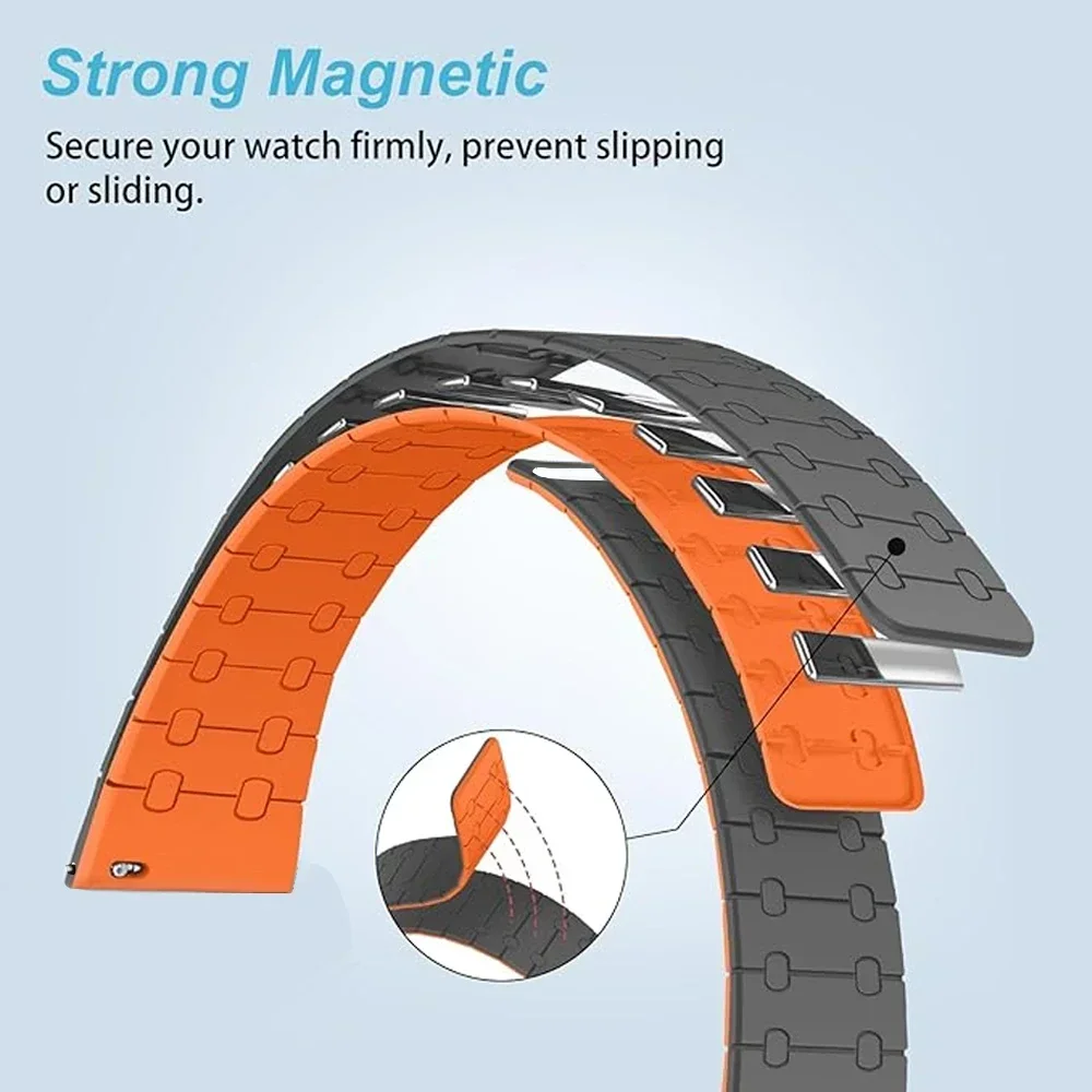 Silicone Magnetic Loop Strap - 22mm Sport Wristband Bracelet