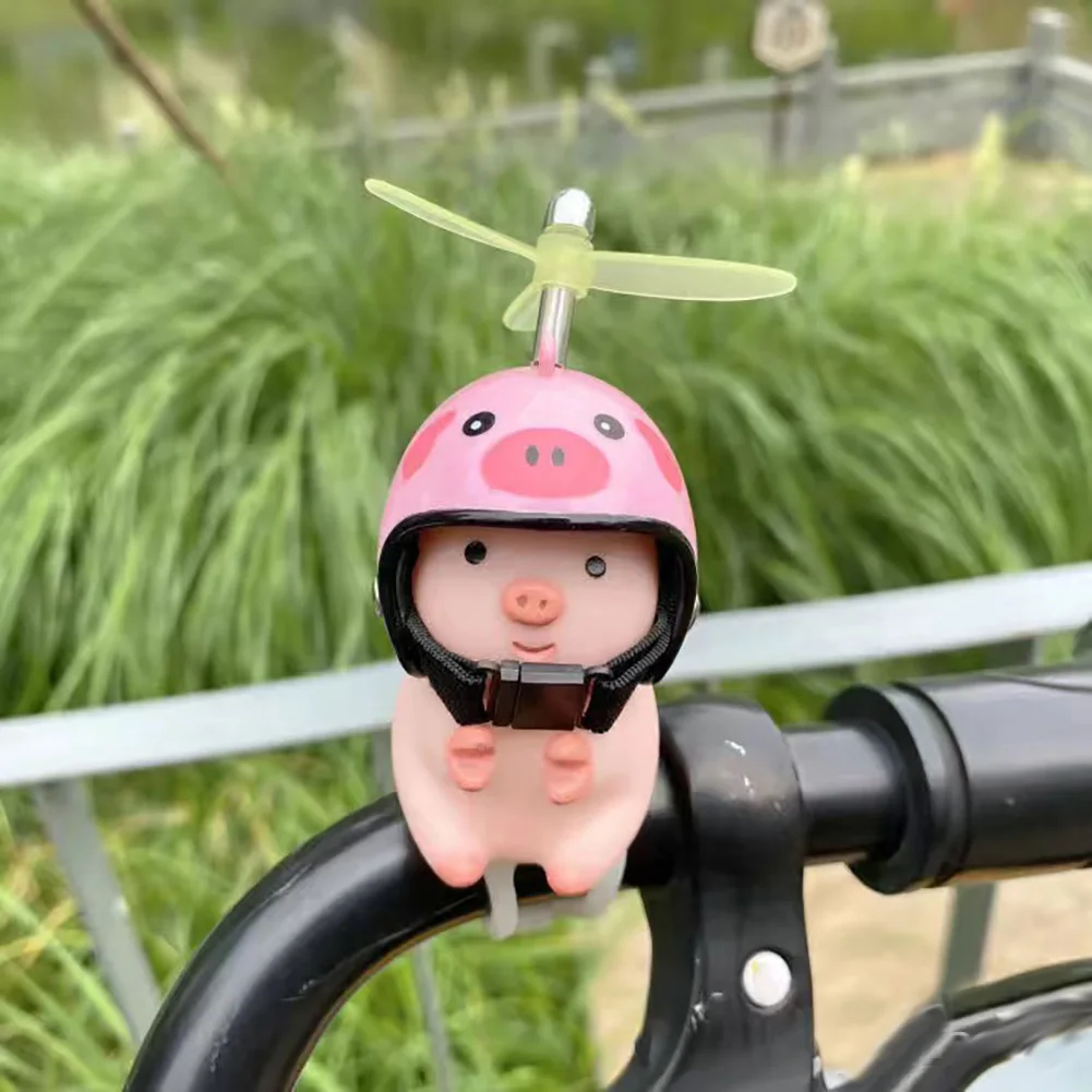 Wind Broken Car Cute Little Pink Pig with Helmet Propeller Wind