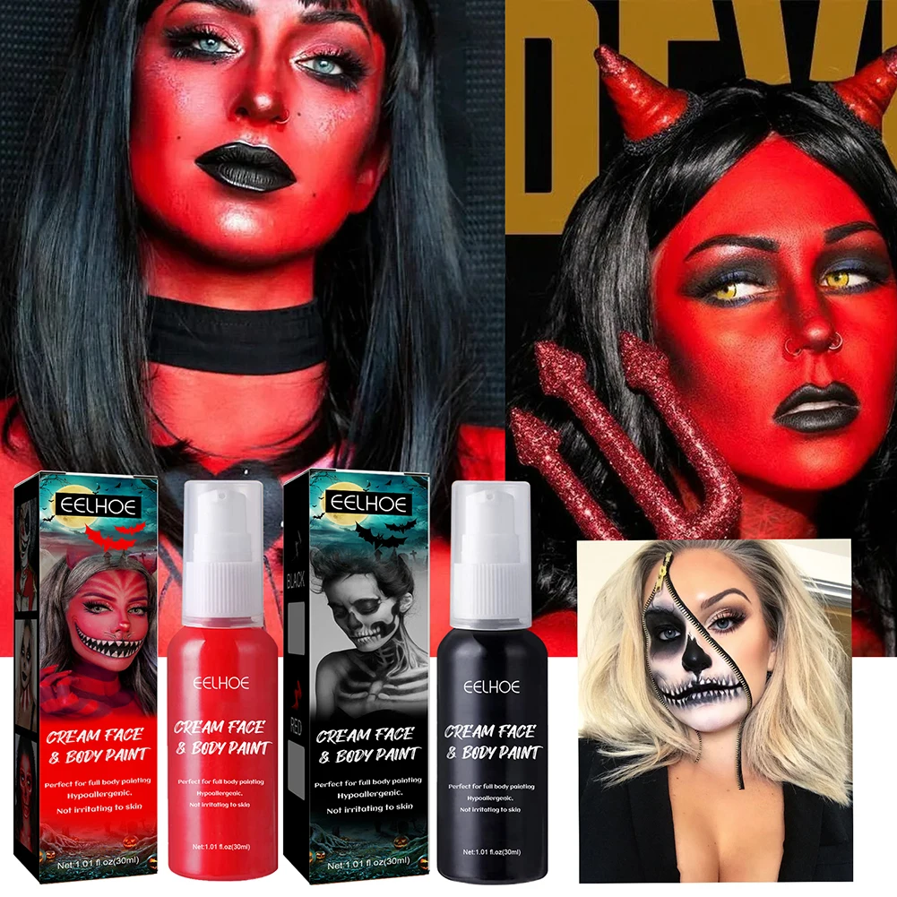 30ml Black/red Face Body Paint Non-toxic,smudge-proof Liquid Full Body Paint,  For Halloween Special Effects Cosplay Clown Makeup - Body Paint - AliExpress