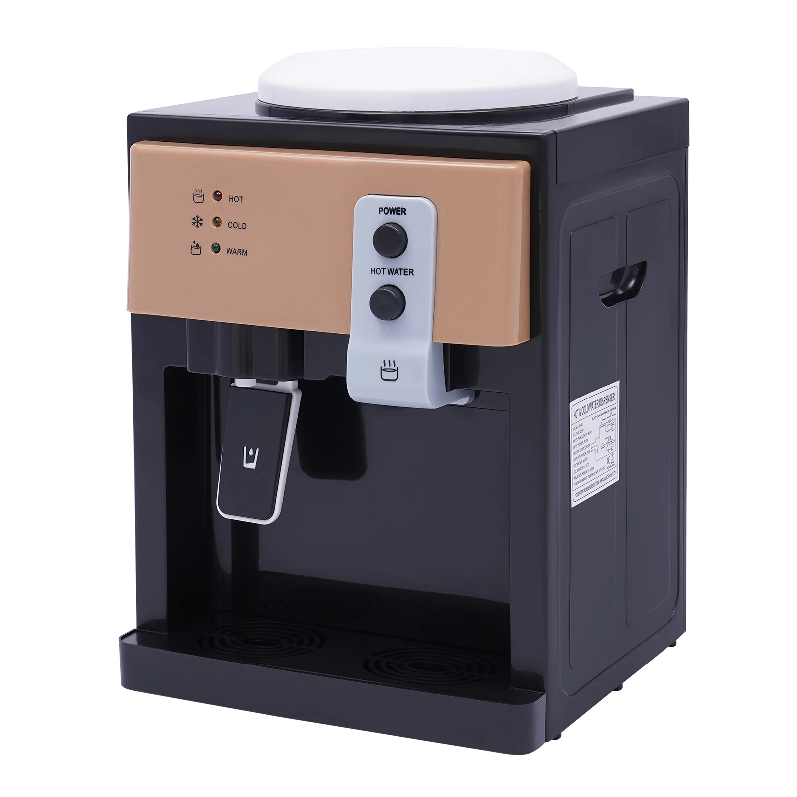 Hot and Cold Water Dispenser Fast Cooling Heating Compact Desktop Water Cooler with Push Button for Home Office Use 3.5-18.9L