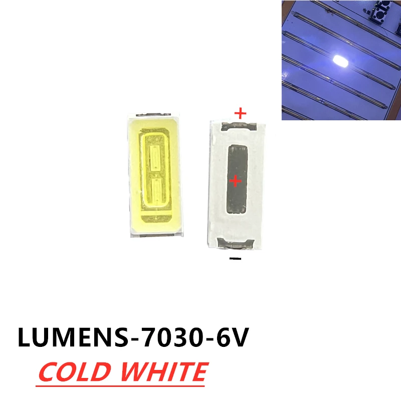 TV 백라이트용 SMD LED 7030, 쿨 화이트, 200mA, 100 개/로트, 6V, 1W