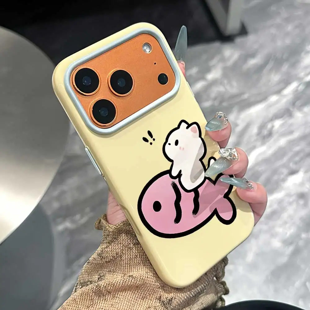 Kawaii Kitty Fish Print Shockproof Phone Case