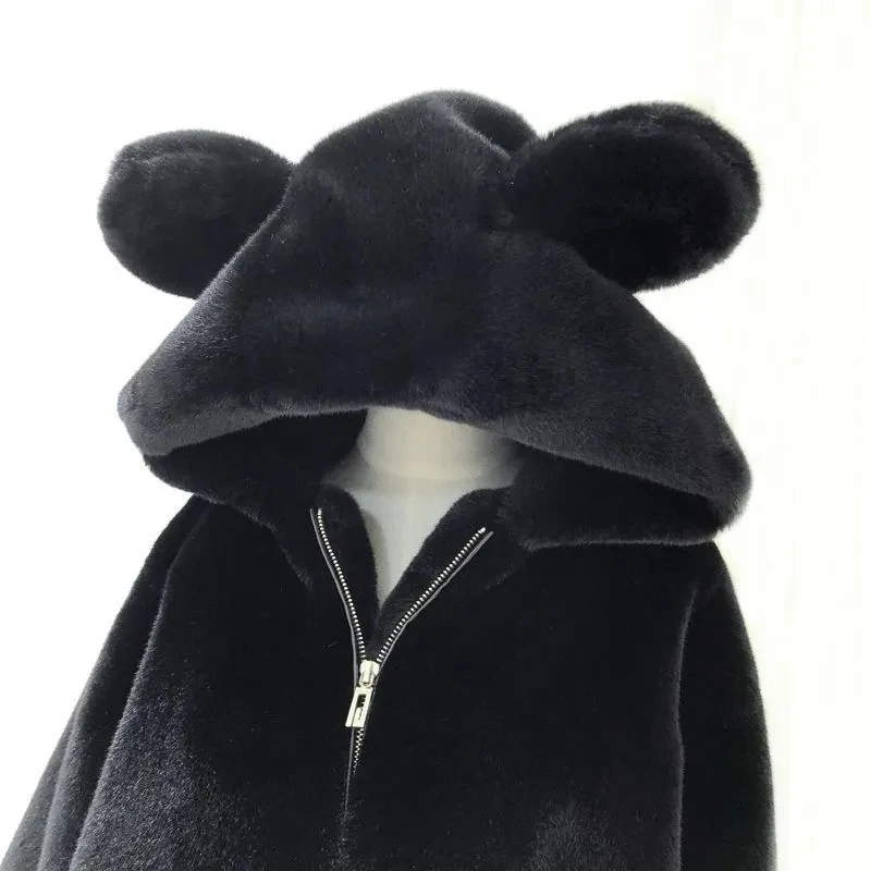 Autumn Winter Fleece Flannel Harajuku Loose Casual Warm Hoodies Ladies Coats Soild Sweet Hooded Women Pullover Female Sweatshirt
