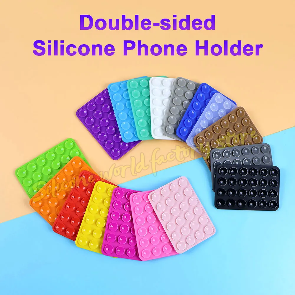 Silicone World Double-sided Silicone Suction Phone Holder Multifunctional Phone Case Anti-Slip Back Stickers Mat Wall Stand