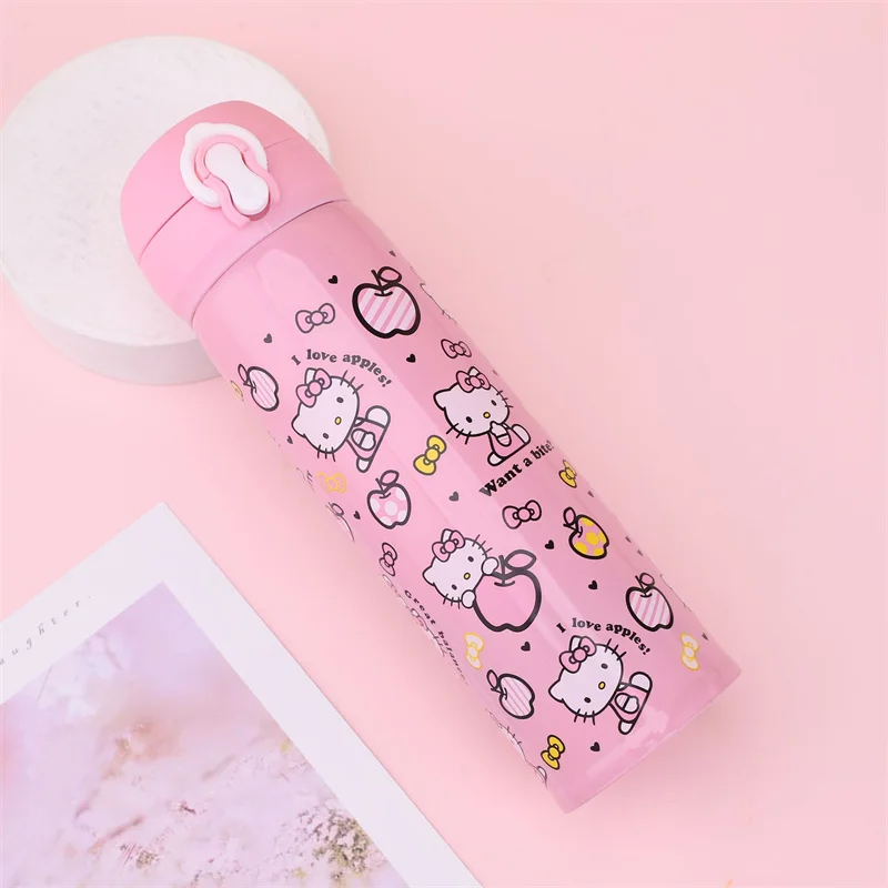 350/500ml Hello Kitty For Child Insulated Water Bottle New Kid Thermos Pink Cartoon Stainless Steel Thermal Bottle Festival Gift