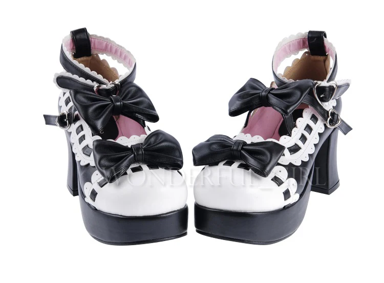 Neue japanische Stil Lolita Schuhe Dienstmädchen Cosplay Mädchen Prinzessin High Heels Damen Schuhe mit Schleife Größe 35-47 11