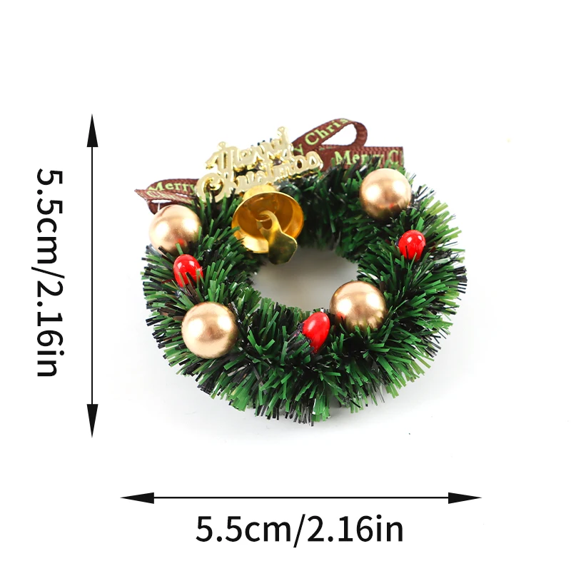 (2 pieces/pack) 55 * 55mm Mini Christmas Wreath Pendant Merry Christmas Bell Wreath Party Home Decoration DIY