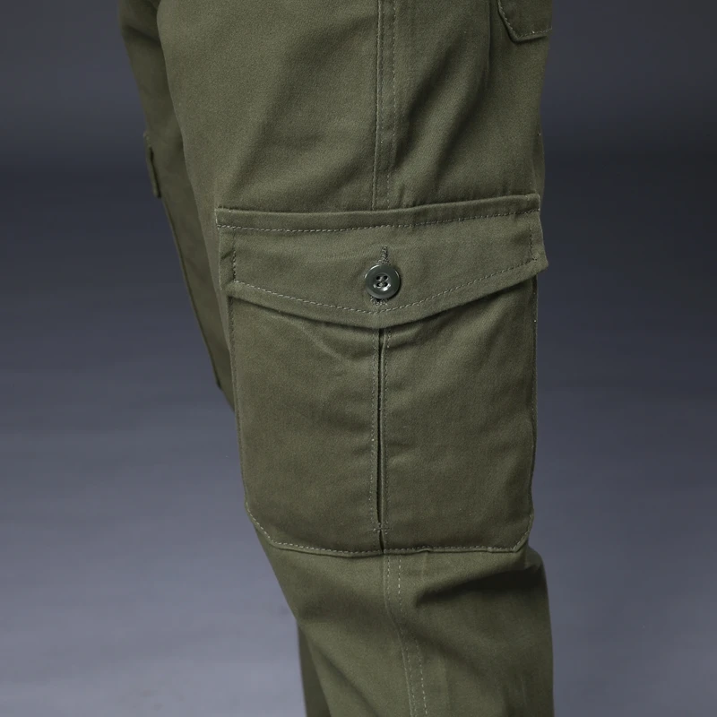 Plus Größe Männer Baumwolle Schwarz Mehrere Taschen Cargo Hosen Casual Multi Taschen Lange Hosen Männer Gerade Hosen Taktische Hosen – Detail 22