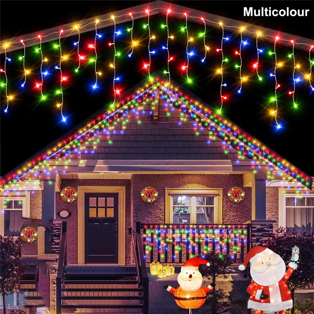 קישוט גן רחוב סולארי גרלנד תאורת וילון סולארית תאורת מחרוזת LED חיצונית 3.5M/7.5M תאורת וילון עמידה במים