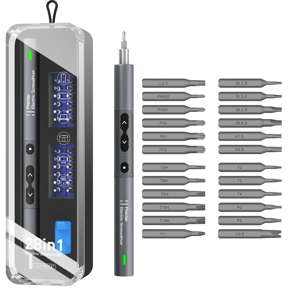 28 in 1 Precision Screwdriver Electric Sets Power Tool Rechargeable Magnetic Mini Small Bits for Xiaomi Mobile Cell Phone Repair electric screwdriver phone repair tools hand tool sets socket set rotary tool screwdriver set ferramentas glasses repair tools