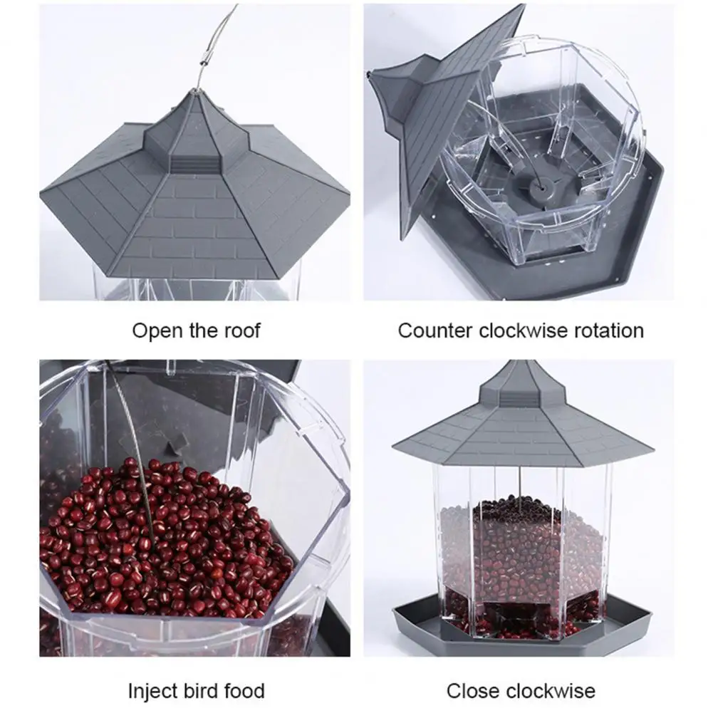 Waterproof Garden Gazebo Hanging Wild Bird Feeder Outdoor Container With Hang Rope Pet Birds Feeding House Type Bird Feeder