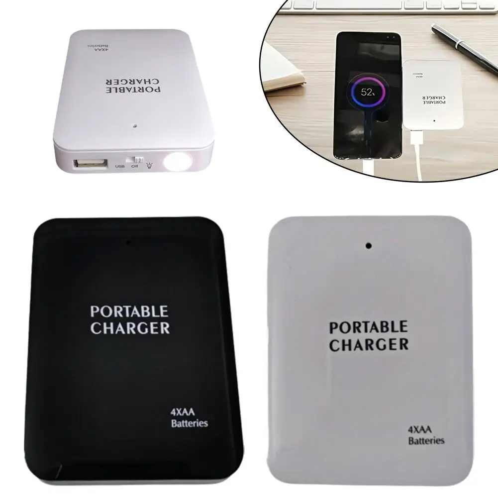 Nuovissimo custodia portatile per banca di potere USB 4 batteria AA custodia per caricatore di emergenza esterno scatole di immagazzinaggio in plastica per batteria per fotocamera intelligente - Image 2