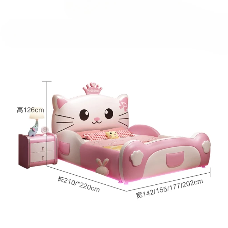 Princess Girls Luxury Double Bed Modern Soft Design Loft Single Children Beds Frames Baby Lit Cabane Enfant Bedroom Furniture 6