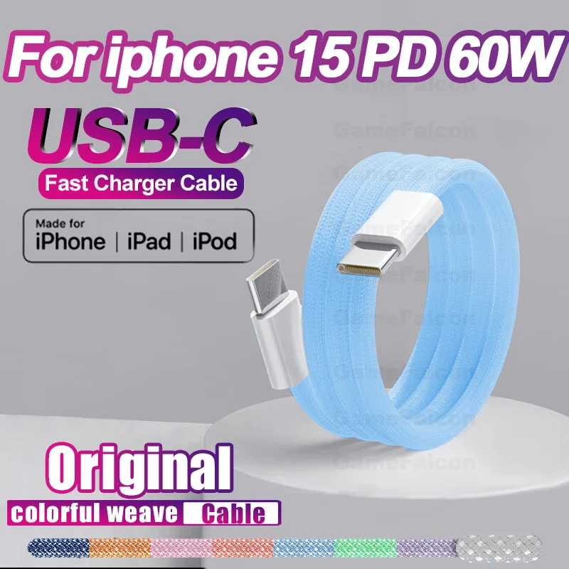 Сверхбыстрая зарядка PD 66 Вт, аксессуары для телефонов iPhone 15 Pro Max, Xiaomi, Samsung, HUAWEI, USB C, кабель с оплеткой для передачи данных, оригинал, 2023