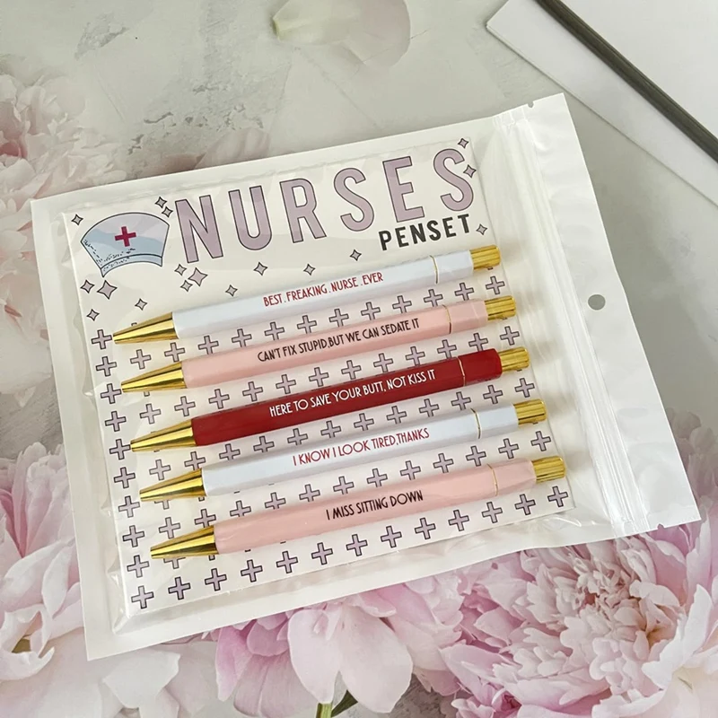 Funny Nurses Pen Set- 5Pcs, Portable, Multifunctional, Portable, Nurses  Ballpoint Pen Set, Daily Use 