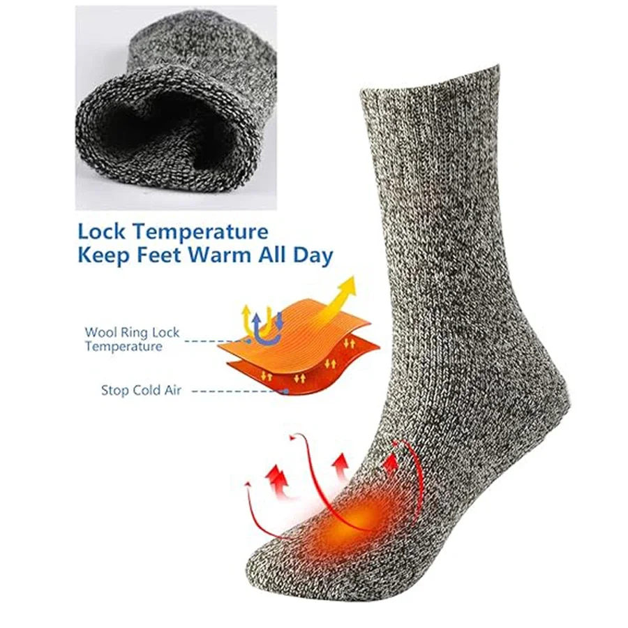 5 Pairs Womens Winter Warm Socks Thick Knit Cabin Cozy Crew Soft Socks Gifts