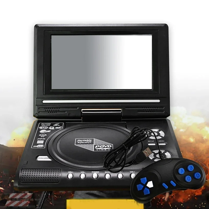 DVD Player Mini 7.8 inch Desktop Digital Smart TV CD EVD Disc Players Remote Control Portable Travel 270&deg; Rotatable Screen